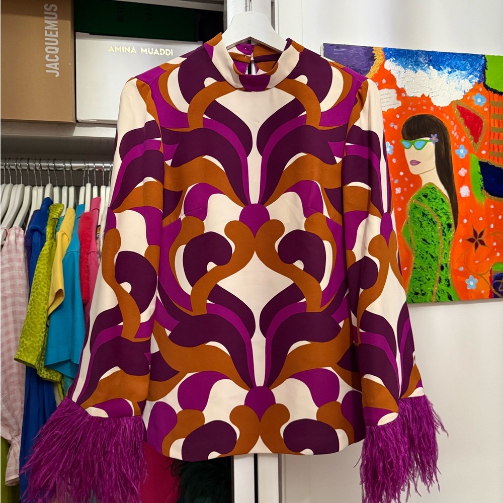 Trina Turk Vibrant Purple and Orange Blouse